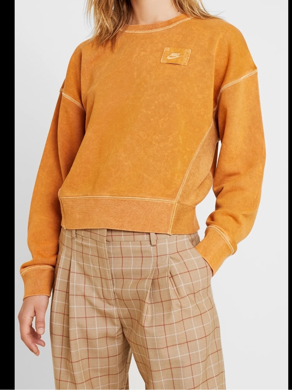 Nike Oversized Sweatshirt Flowy Boxy Mustard Yellow Gold Large